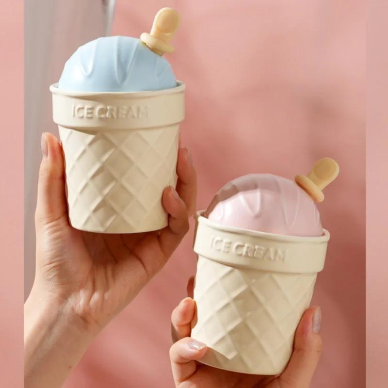 320ML Cute Ice Cream Cone Ceramic Cup Girl Heart Red Mug High Appearance Level with Cover Scoop Water Cup Breakfast Cup
