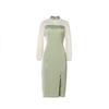 Heqi Jane 1011 Spring and Summer New Elegant Slim Slim Bone Erosion Fashion Comfortable Lace Splicing Acetic Acid Dress Improved Cheongsam