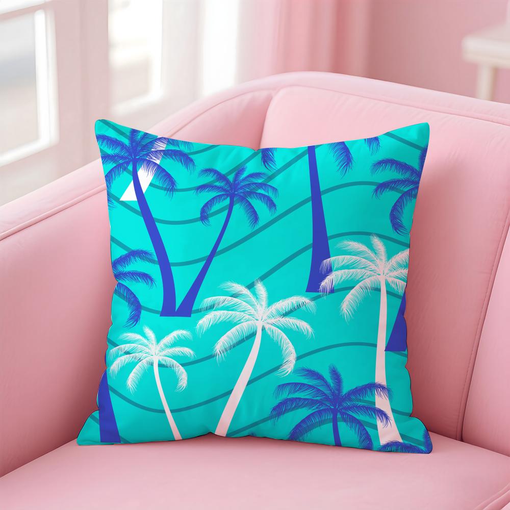 Plam Trees Flowers Cushion Cover Soft Plush Throw Pillow Cushion CoverDoubleSided Printed Pillow Case for Sofa Home Decor