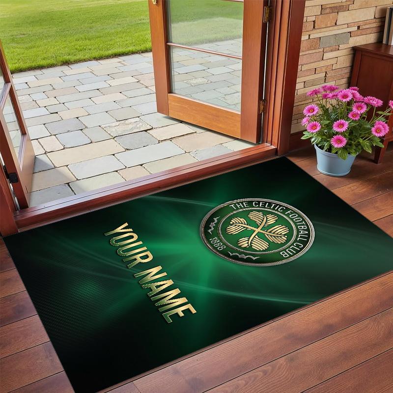Crystal Velvet Rug Custom Name Text, Soft Non Slip Floor Mat Home DecorCeltic FC