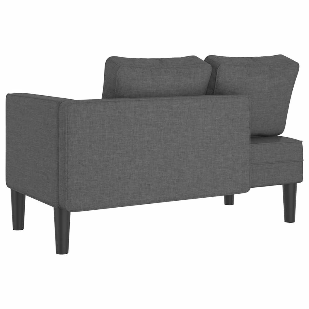 Dark Grey Fabric Chaiselongue with Cushions