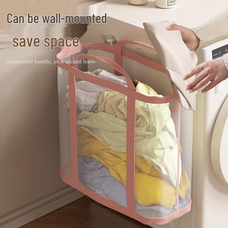 Wall-Mounted Foldable Laundry Basket: Large Capacity Bathroom Clothes Organizer