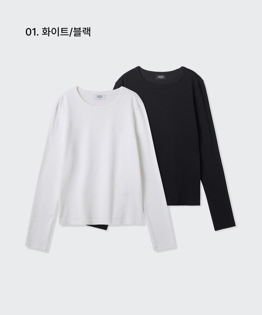 MUSINSA STANDARD WOMAN Women'S Slim Crew Neck Long Sleeve T-Shirt 2-Pack