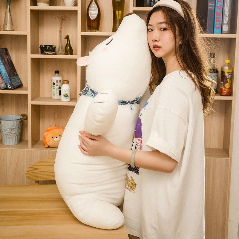 60/80/100CM Soft Lying Polar Bear Plushie Pillow Lovely White Cushion Stuffed Dolls Sleeping Toy for Girls Gifts