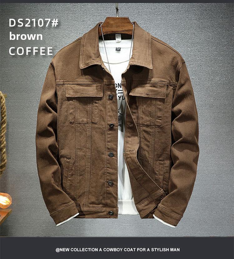 Chaqueta vaquera de algodón elástico estilo coreano de corte entallado para hombre (colección otoño 2024)