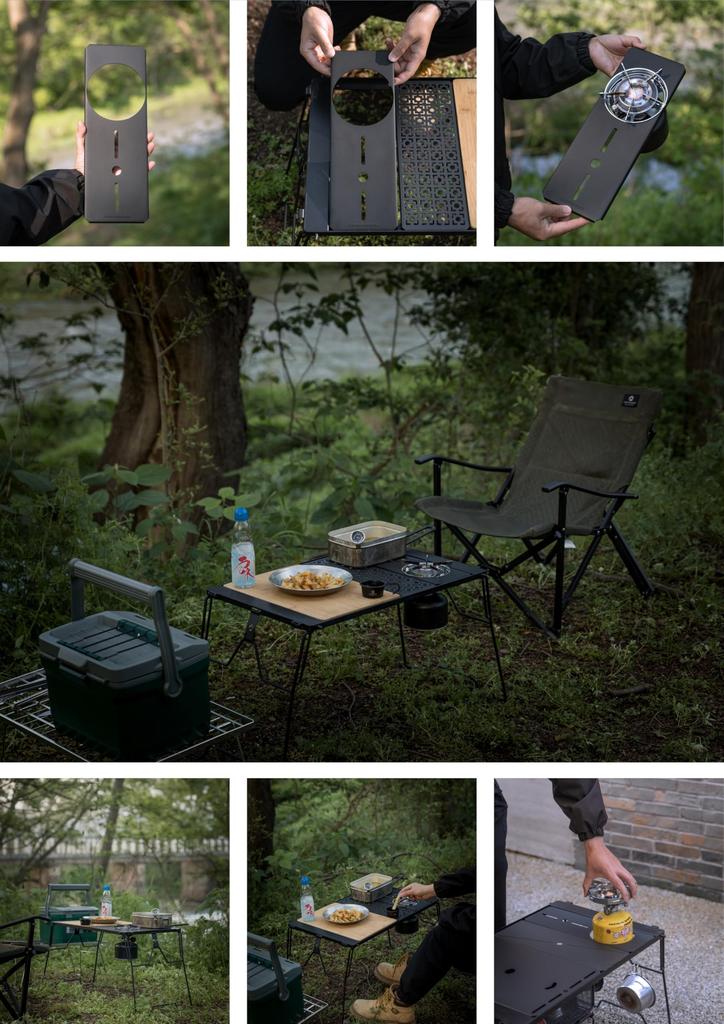 Fogareiro a Gás Pequeno CAMPING MOON M-7901E, Tampo para Mesa IGT, Prateleira de Campo, Tampo Conectável, Mesa para Grelha, Tampo IGT, JP-12