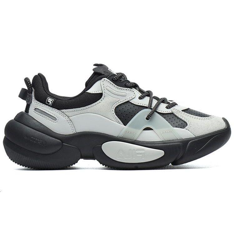 FILA Cloud Leather And Suede Sports Comfort Shock Absorption Wear Resistant Low Top Dad Shoes Women sneaker Black F12W211110FBV