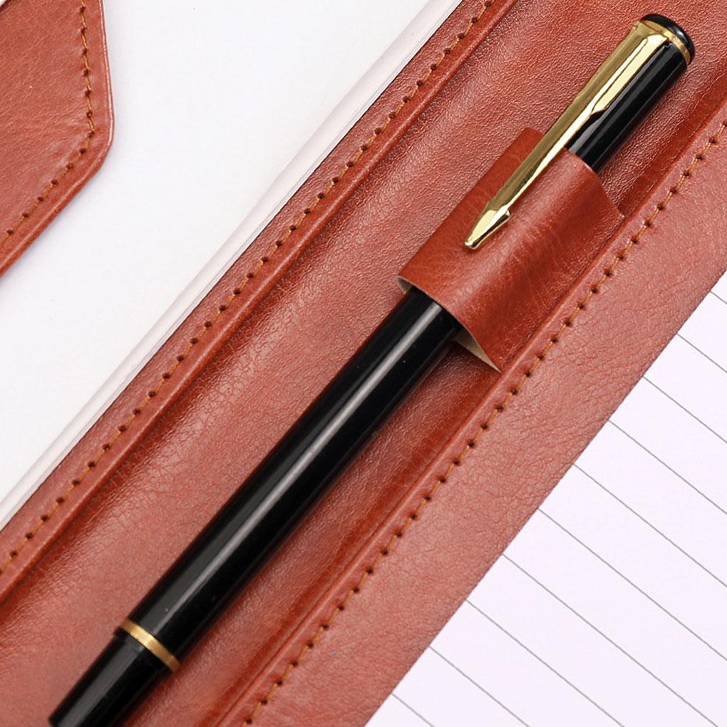 Elegant PU Leather Document Folder With Secure Magnetic Buckle Closure And Place Sign Ones Name Pen Storage Folder A4 Folder