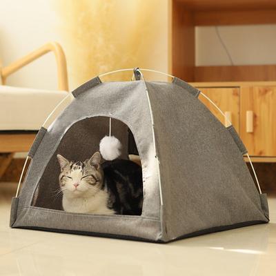 Breathable Felt Cats Tent with Interactive Toy Foldable Pets Cave Bed Four Seasons Universal Cat House for Indoor Cats & Kittens