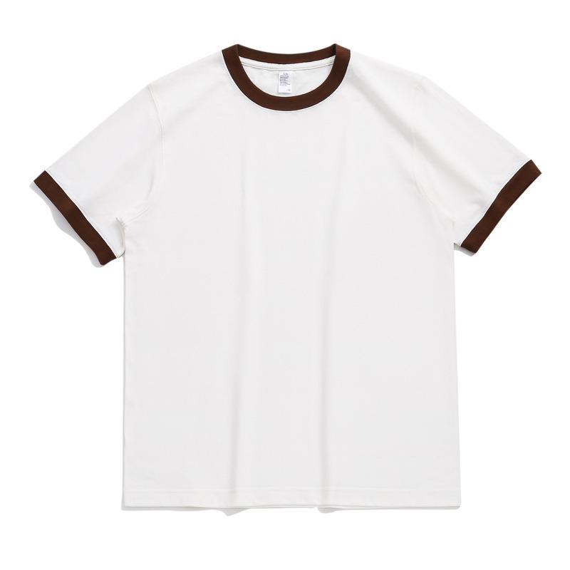 Premium Summer Fashion Patchwork Men's T-shirt Chinese Trendy Couple Style Solid Simple Casual Basic Blank Tees Male