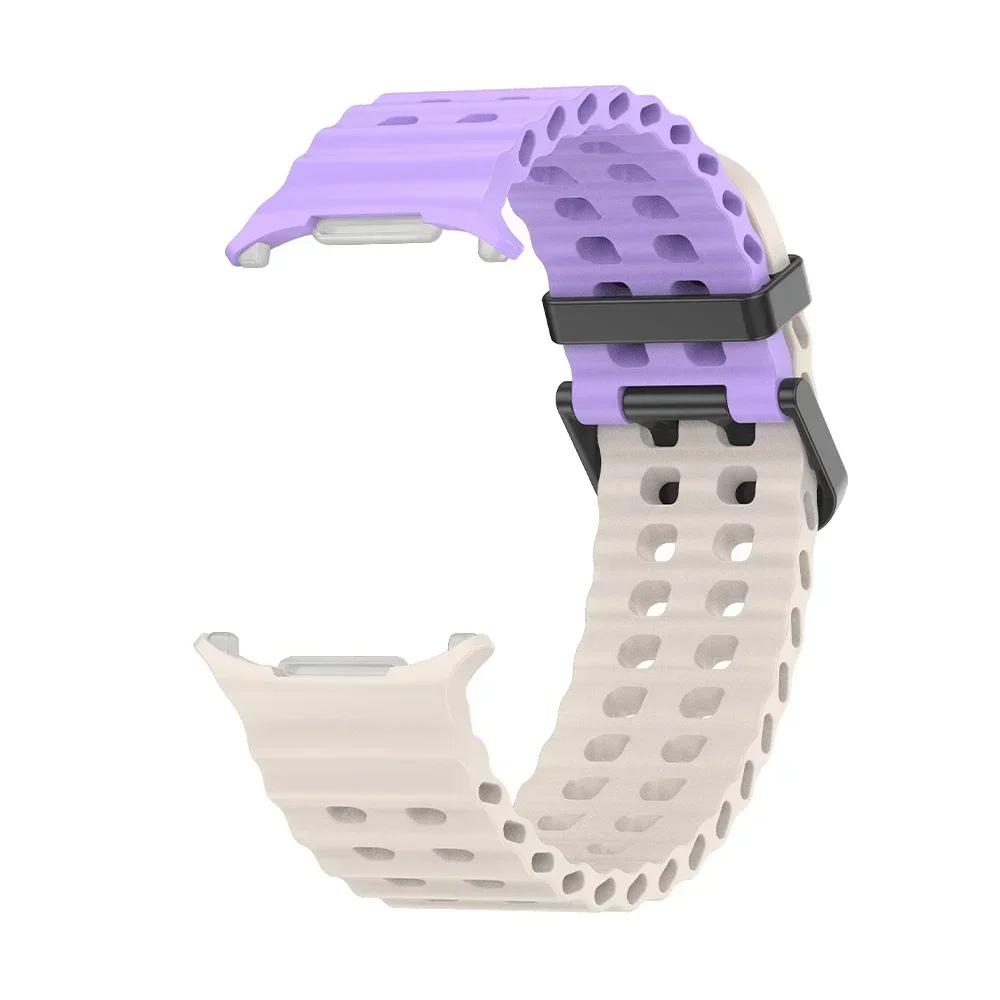 NEW Marine Silicone Strap For Samsung Watch 7 Ultra 47mm Bracelet No Gaps Sport Two-tone Band for Galaxy Ultra Watchband Straps