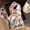 Unisex Korean Plaid Thick Winter Scarf with Tassels - Imitation Cashmere Shawl