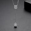 Luxury Ladies Elegant Droplet Pendant Necklace Fashion Girl Shining Rectangle Cubic Zircon Charm Chain Necklaces Wedding Jewelry