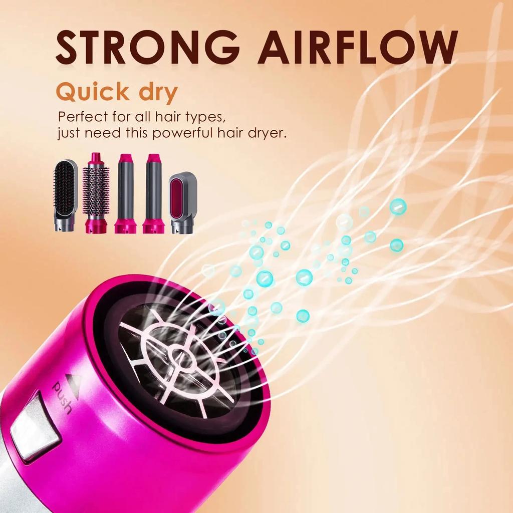 5 in 1 Hair Dryer Hot Comb Set Professional Curling Iron Hair Curler Straightener Styling Tool  Airwrap Hair Crimper Household