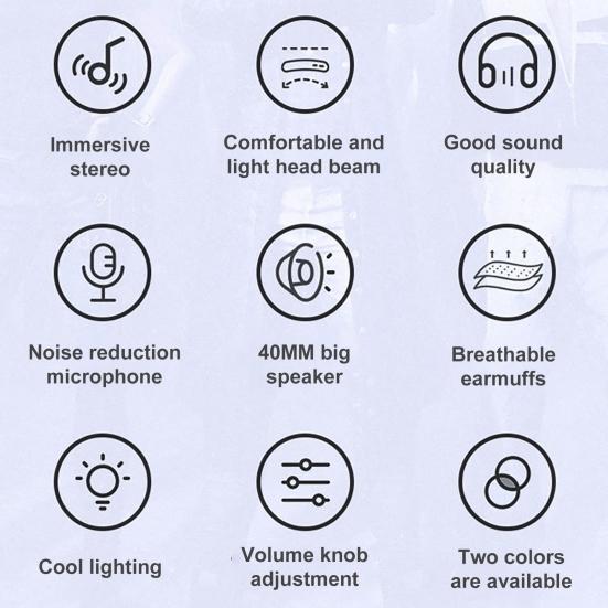 Wired Luminous Heavy Bass Headset Noise Reduction Gaming Headphone with Mic