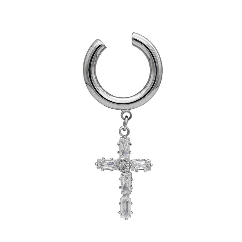 

Superior Sensitive Earrings Cross Zircon Asymmetrical Buckle Earrings Without Piercing Can Be Worn With Ear Clips