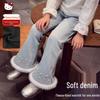 Hello Kitty Girls' Plus Velvet Denim Pants - Warm, Comfortable, Stylish for Autumn & Winter