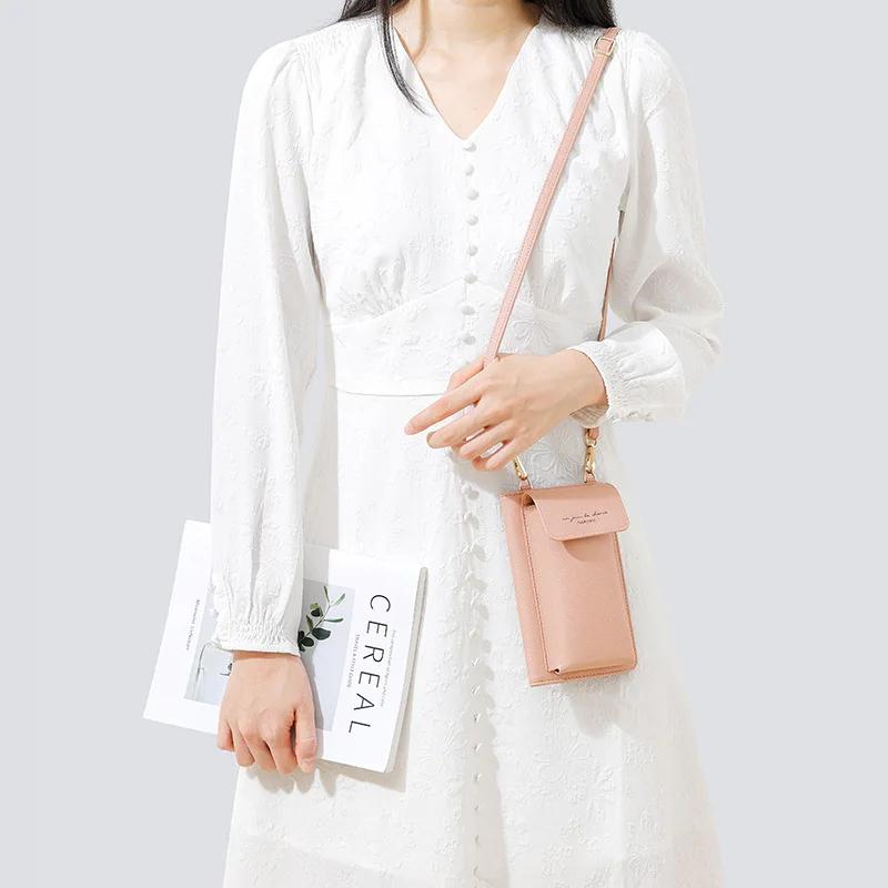 Elegant Double-layer Leather Mobile Phone Bag, Large-capacity High-end Women's Crossbody Messenger Commuting Purse Pouch