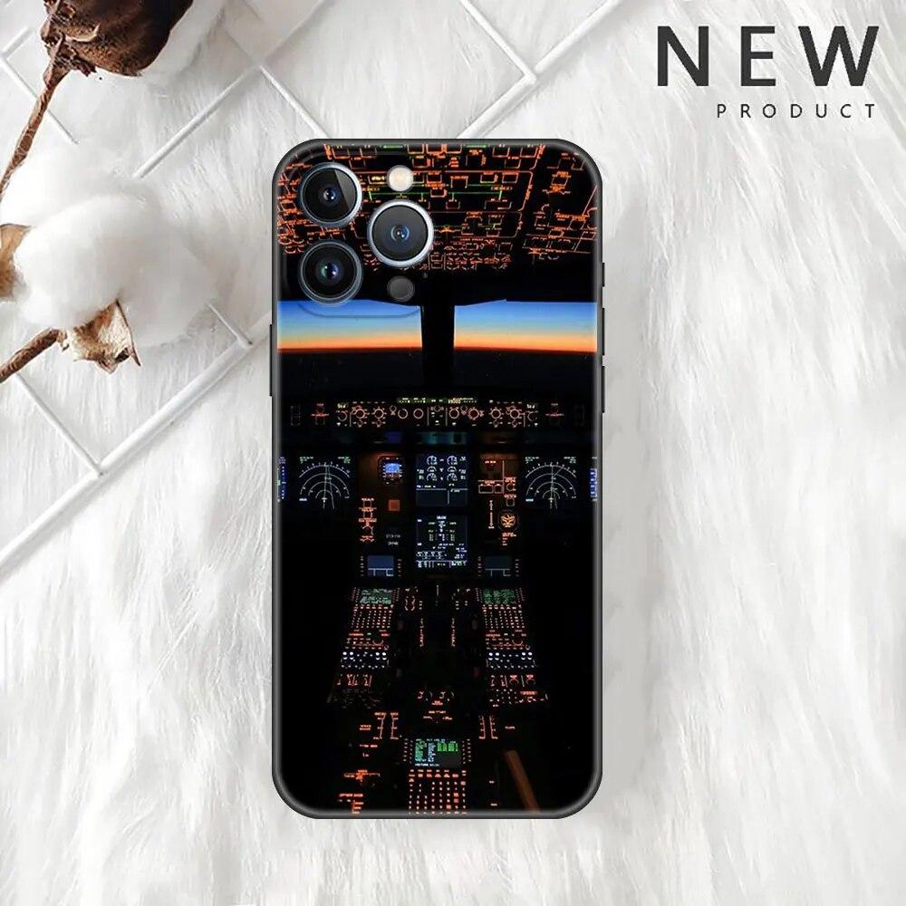 Case For Apple iPhone 11 13 12 14 Pro 7 Plus XR X XS Max 6 6S SE Phone Funda Aviation Aeroplane Helicopter Cockpit Instrument