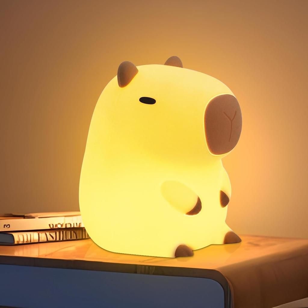 Mini Novel Night Light,Cute Capybara Silicone Ambient Lamp,Warm Bedside Light for Nursery Children Sleep & Room Decor Kids' Gift