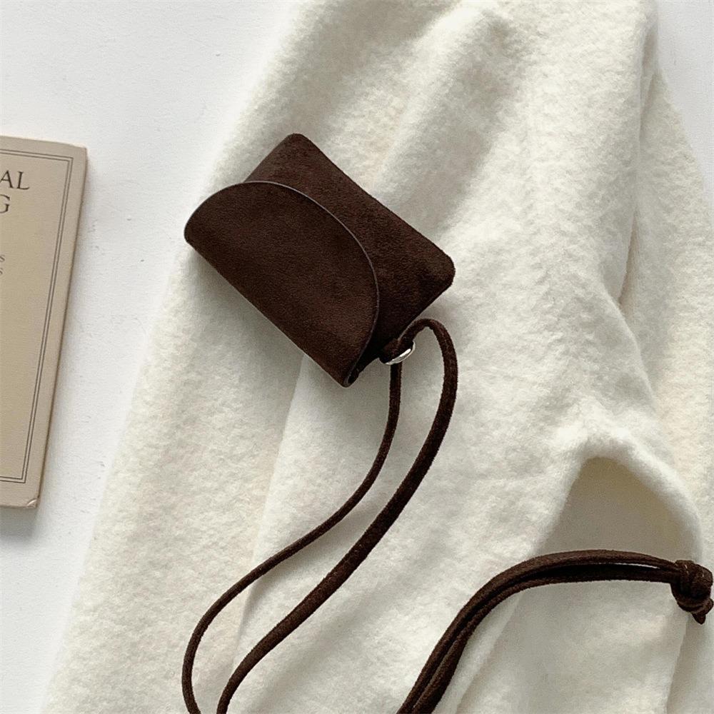 

Hanging Neck Suede Coin Purse Leopard Print Lipstick Earphone Pouch Lanyard Wallet Streetwear кофейный