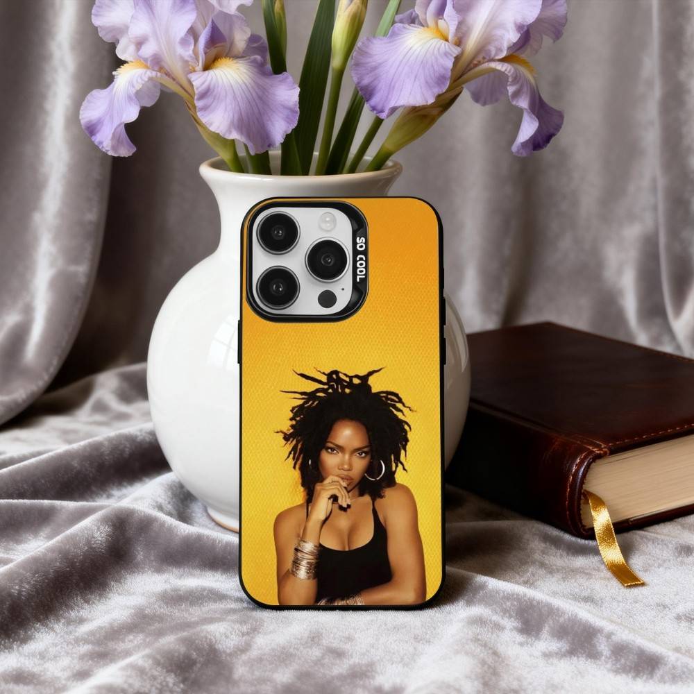 Singer L-Lauryn-N H-Hill-L Phone Case For iPhone17,16,15,14,13,12,11 Plus,Pro Max Black Candy Silver Plated Cover