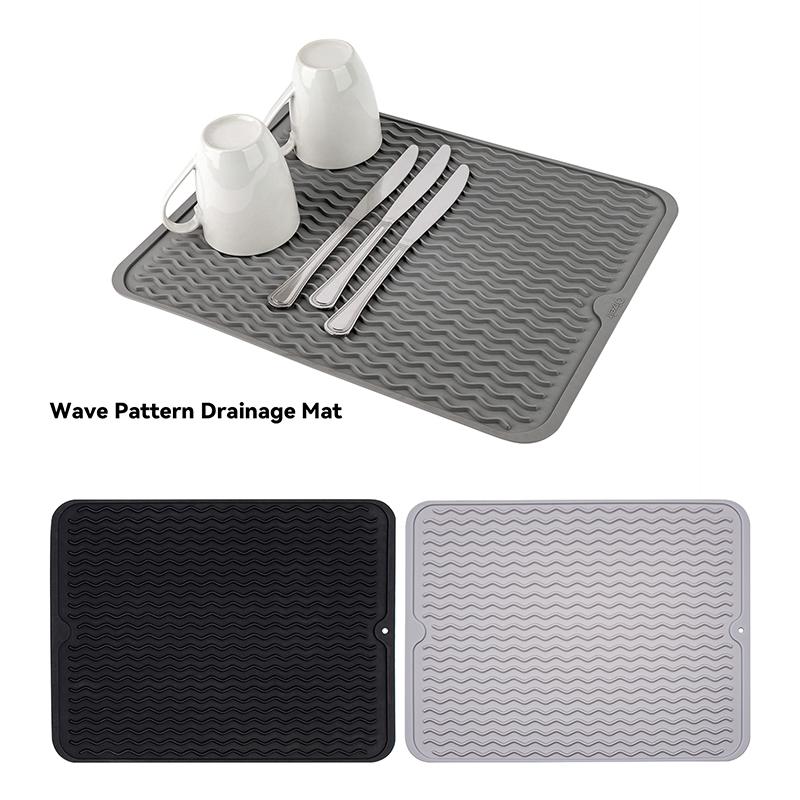 1Pcs Foldable Drying Heat Insulation Soft Rubber Dishes Sink Mat Table Kitchen Home Anti Slip Drying Dishes Drain Mat