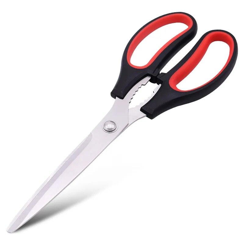 Stainless Steel PP Handle Korean Barbecue Clips Household Multi Functional Kitchen Scissors With Beer Bottle Opener