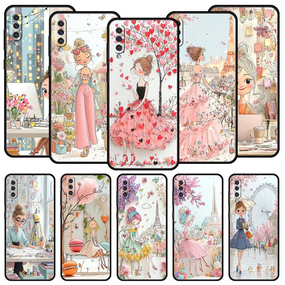 Cartoon Girl Phone Case for Samsung Galaxy A56 A36 A26 A16 A34 A24 A42 A22 A20 A12 A40 A30 A10 5G Soft TPU Cover Shell Funda Bag