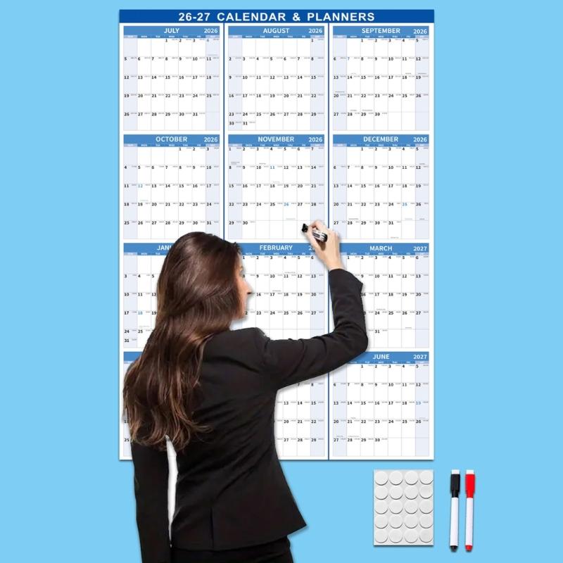 Calendario de Pared Doble Cara 2026 Planificador Anual de 12 Meses Calendario Borrable en Seco Calendario Mensual Para Planificación