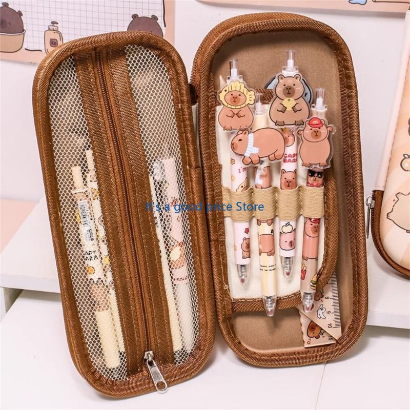 Panda pennskrin Stor kapacitet Pennpåse Söt Kapybara Pennfodral För Pennor Konstmaterial Förvaring