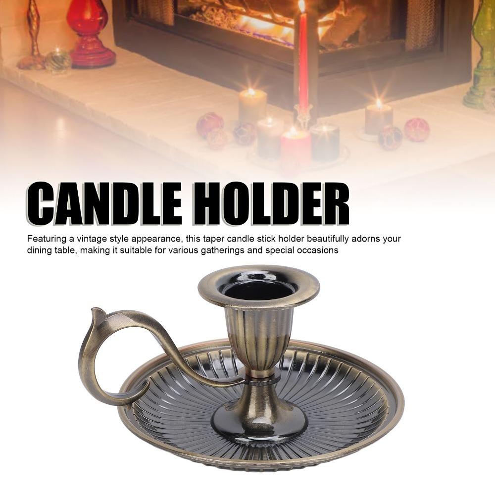 Handheld Candle Stick Holder Round Bottom Brass Candlestick Holder Home Decoration