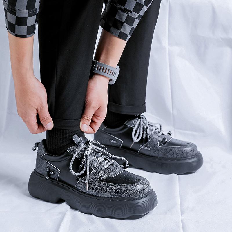 Casual Derby Thick Soled Shoes Fashion Designer Style Leisure Outdoor Party Handsome Youth Shoes for Daily Streets Versatile