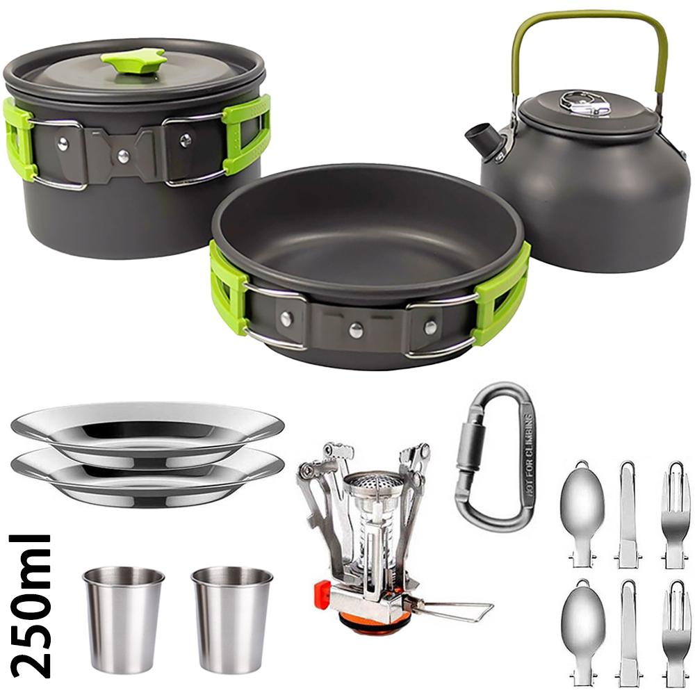 

Набор для приготовления пищи для кемпинга на открытом воздухе, набор посуды для кемпинга на 2-3 человека, портативное оборудование для кемпинга, подходит для пеших походов и путешествий на природе