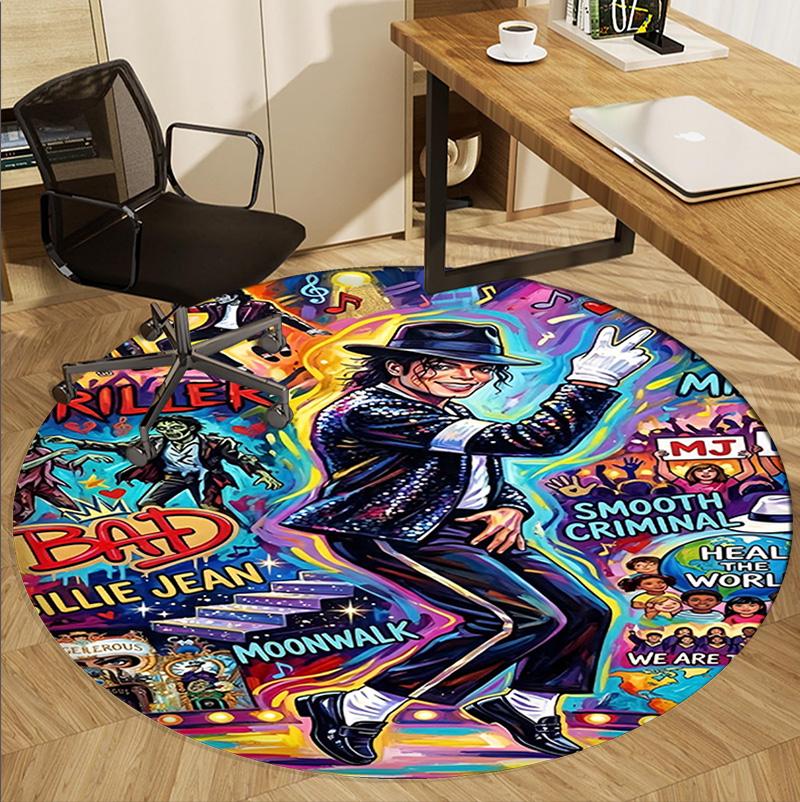 Tappeto Rotondo con Motivo Michael Jackson, Tappetino da Interno/Esterno, per Picnic, Sala Giochi, Camera da Letto, Ufficio, Soggiorno, Tappeto Decorativo per la Casa, Regalo di Compleanno
