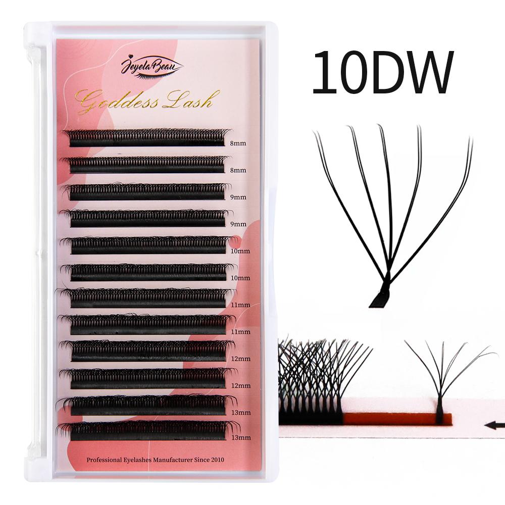 Goddess 10DW Shape Lashes 0.05mm Double 5DW Eyelash Extensions 5D Premade Volume Fans Natural Soft False Eyelashes for Makeup