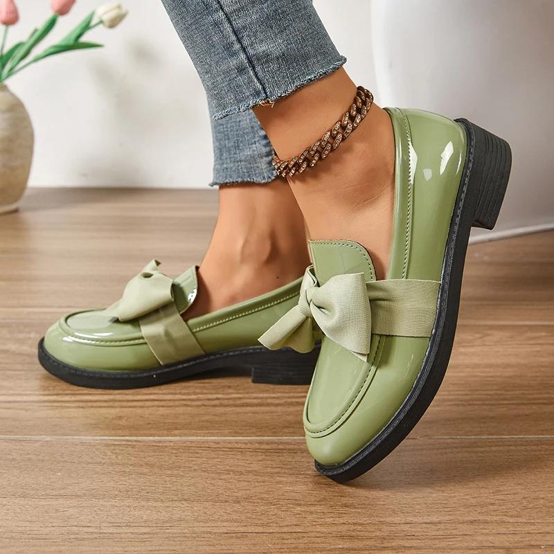 Strikdecoratie Lage Instappers voor Dames Nieuwe Middenhiel Ronde Neus Pumps Damesmode Dagelijks Buiten Platform Schoenen Mujer