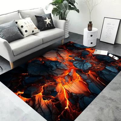 Alfombras 3D de Lava de Volcán Magma para Decoración de Dormitorio Alfombras de Área Grande para Sala de Estar Alfombra de Noche Antideslizante para Piso Felpudo de Entrada para el Hogar