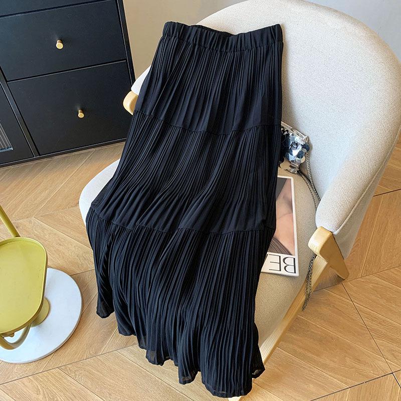 

Женская юбка весна-лето 2025 Purple Fairy Gauze: Тонкий, универсальный, плиссированный дизайн Medium чёрный