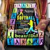 Softball Player Sunflower Blanket Personalized Name Soft Comfortable Stylish Blanket Car Blanket Perfect For Travel Camping Outdoor Home Suitable For