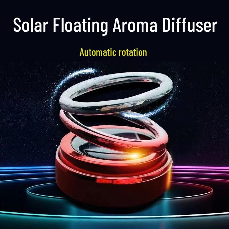 Solar Rotating Car Perfume with Double Ring Suspension - Long-lasting Aromatherapy for High-end Car Interior Decor