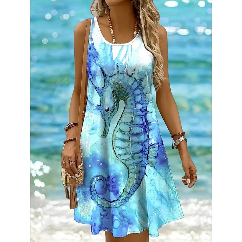 Summer Sleeveless Tank Dress Women Loose Casual Beach Vacation Soft Breathable Mini Dresses S