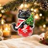 Acrylic Holiday Ornaments Christmas Cat Pendant with Hanging Rope, 2D Flat Ornament for Xmas Tree Unique Gift Ideas Decoration, Cute Decor,