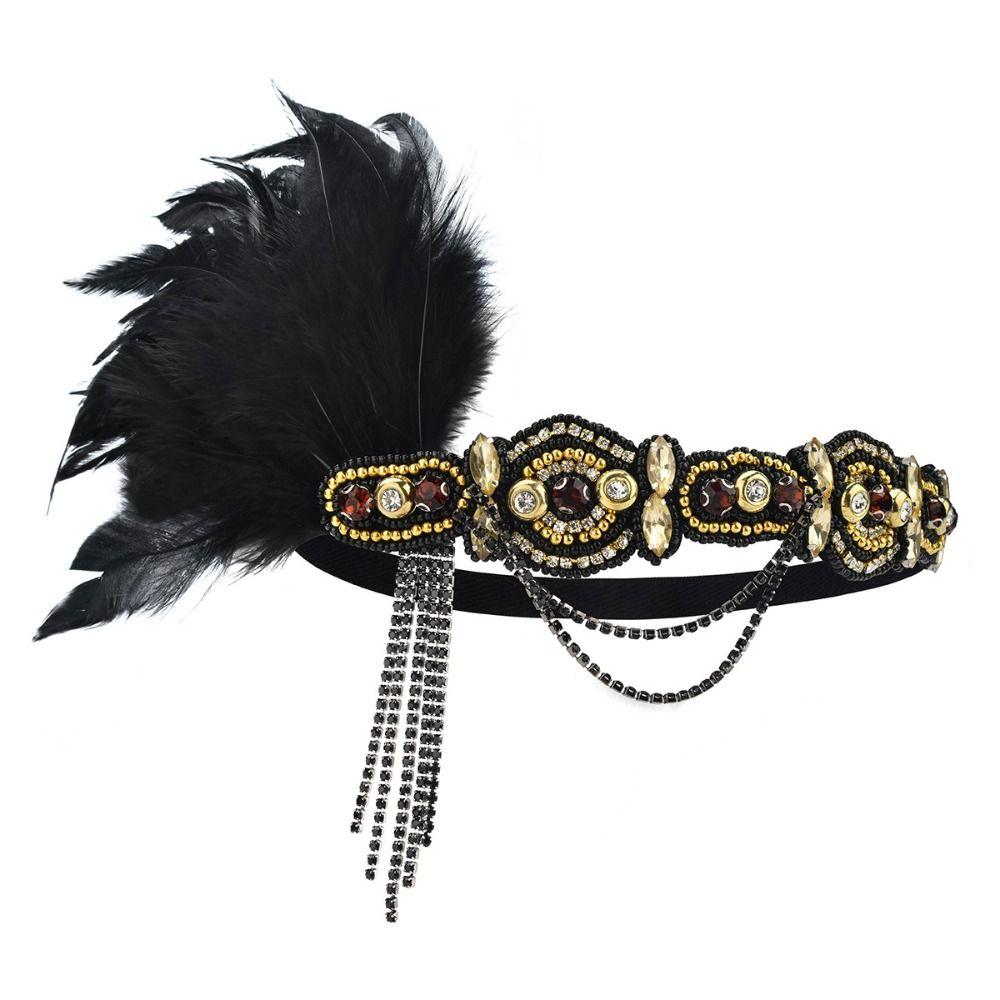 Vintage Cosplay Dress Headwear Fascinator Gatsby Headpiece Retro Masquerade Hair Band  Halloween