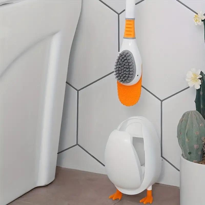 Silikonový kartáč na WC ve tvaru kachničky s držákem a ergonomickou rukojetí