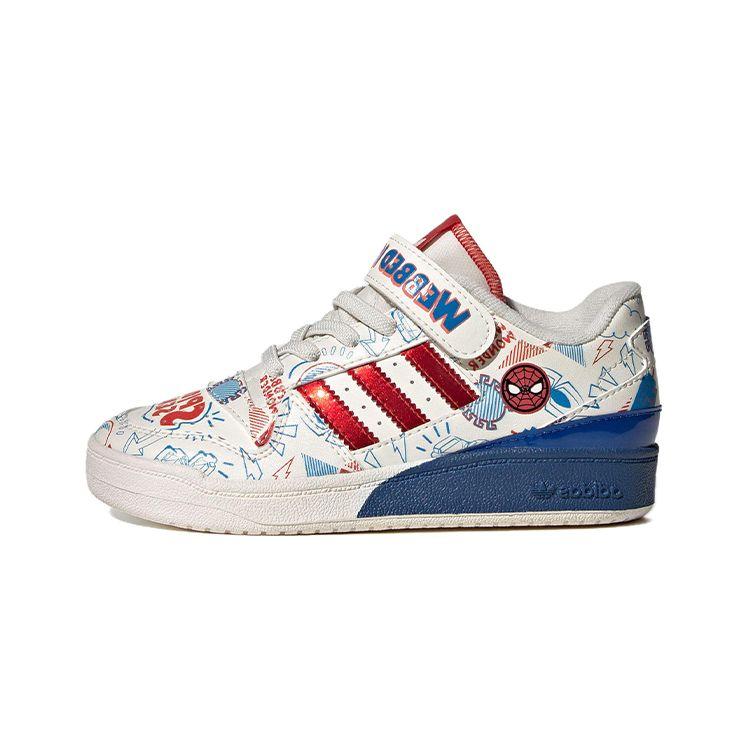 Adidas Originals Forum Leather Fashion Comfortable Low-Top Kids Skate Shoes Kids Sneaker White Red Blue IG3802
