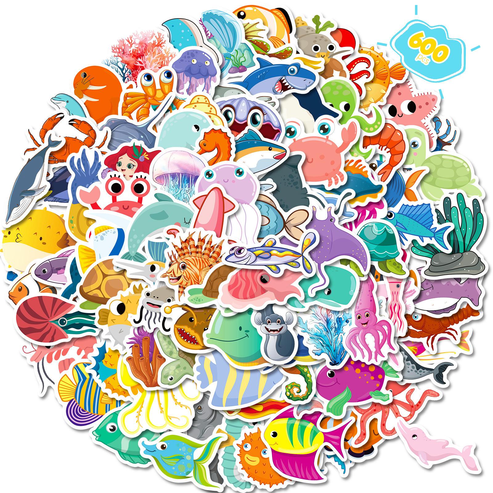 

100 Cute Cartoon Marine Life Stickers DIY Fun Hand Account Mobile Phone Case Flat Refrigerator Skateboard Decoration