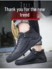 Men's Genuine Leather Soft Sole Casual Shoes - Autumn/Winter Large Size, Handmade and Comfortable.