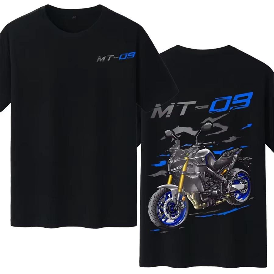 MT-09 Motorcycle Rider Cotton Printed T-shirt Men's Women's   Short Sleeves Vintage Casual Cotton Loose Graphic T-shirt