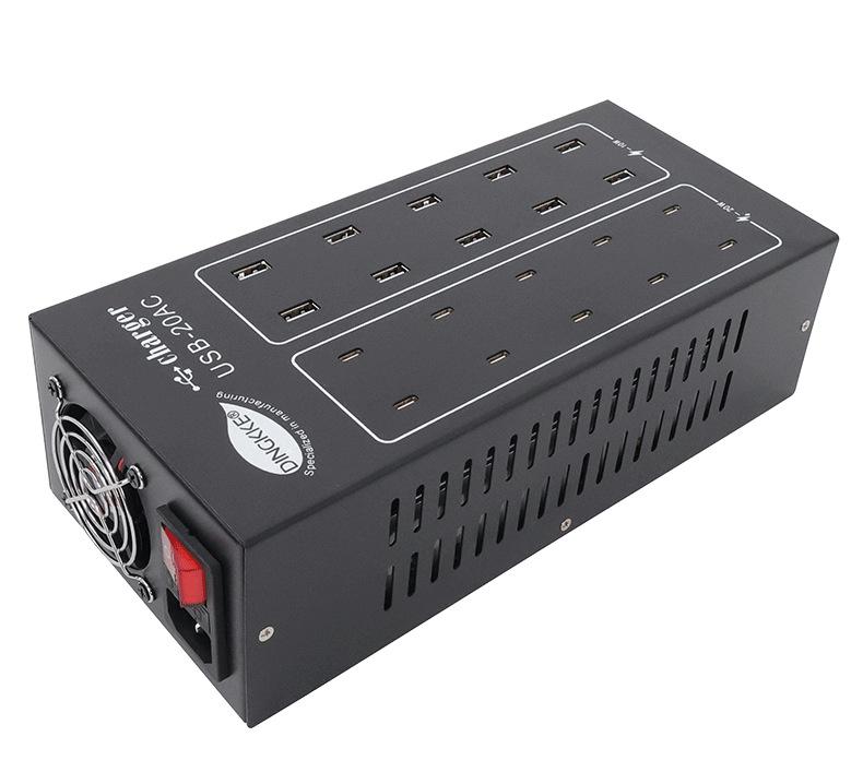 Multi-Port USB Fast Charging Station with Type-C Port for Mobile Phones and Tablets